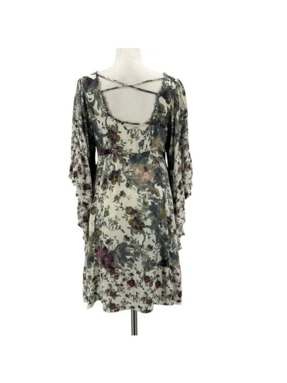 Free People Heart of Gold Ivory Floral Babydoll Mini Dress - Picture 6 of 8